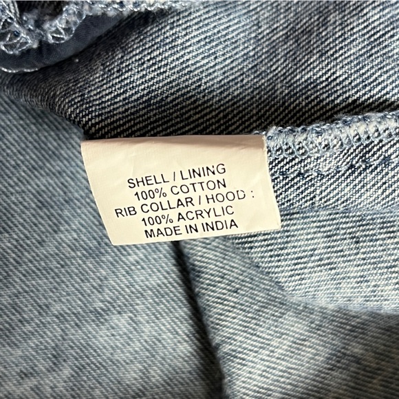 Sipos Zinna Knit Hooded Acid Wash Denim Jean Jacket. Blue Green Size M #908 - Picture 10 of 10